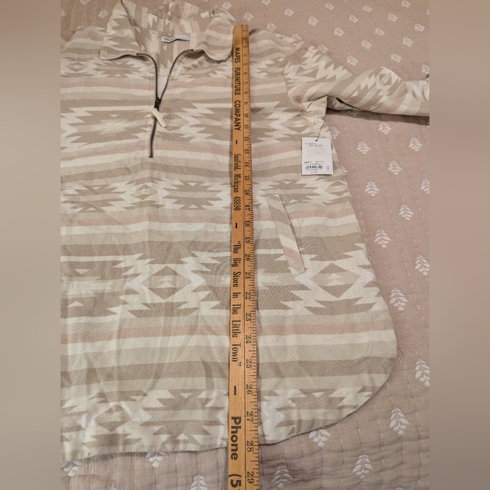 Sonoma 3/4 zip pull over flannel Aztec print large - Picture 11 of 11